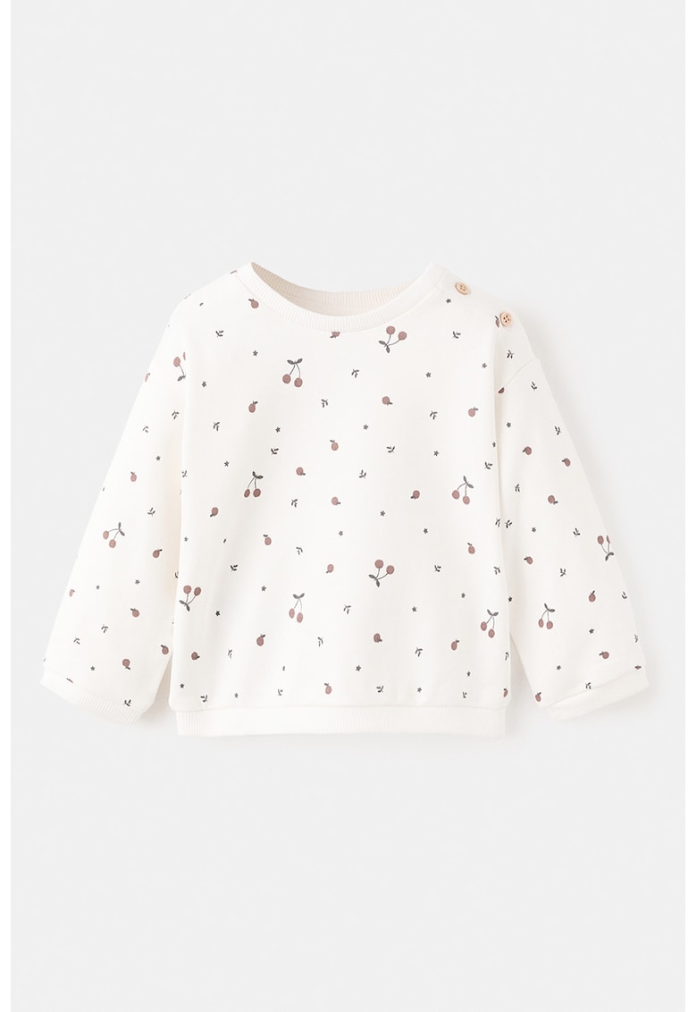 Bluza de trening de bumbac cu model - Rosu deschis/Alb murdar