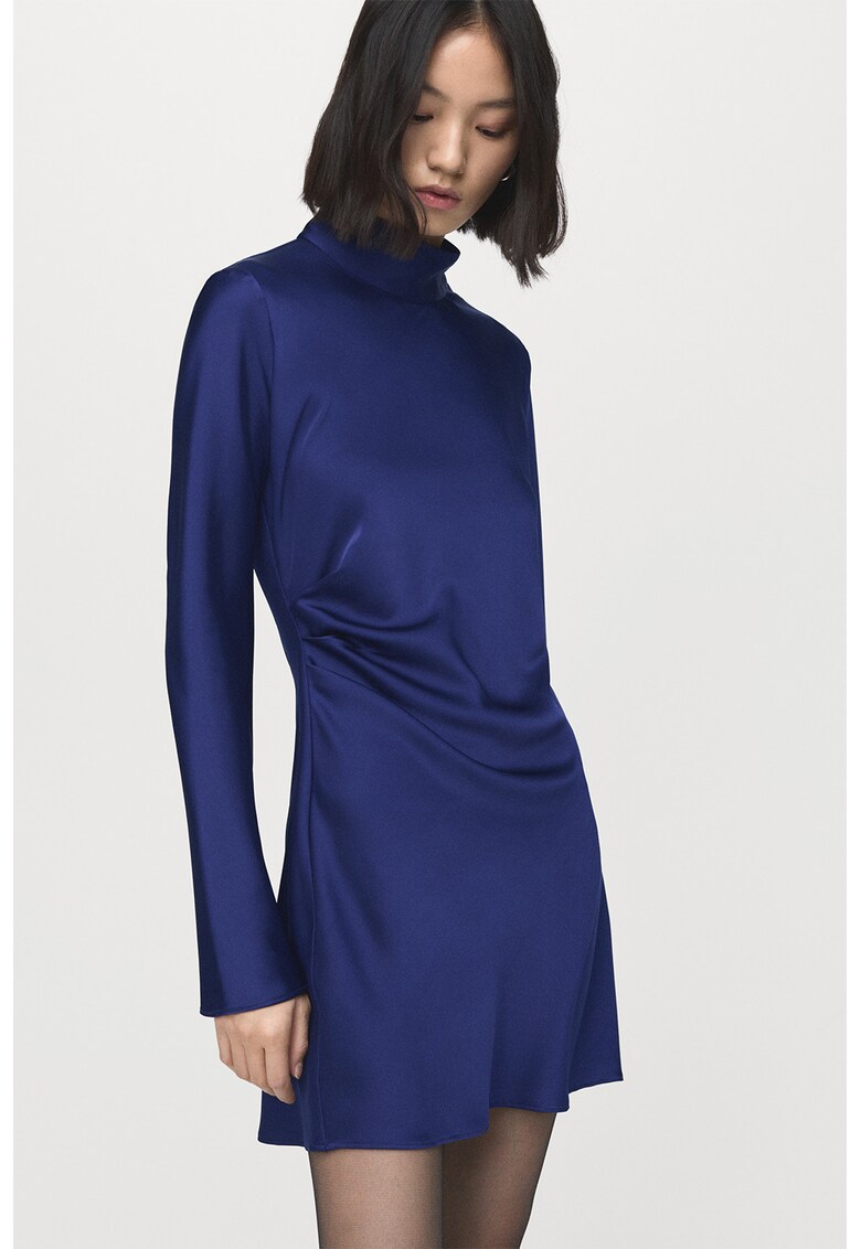 Rochie mini de satin - Albastru indigo