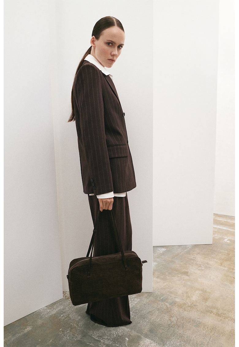 Sacou in dungi cu revere decupate - Maro