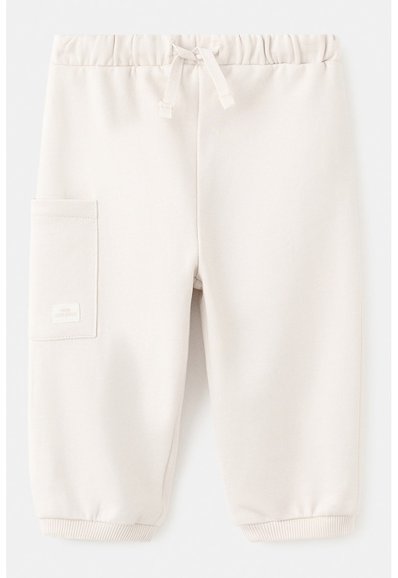Pantaloni de trening cu buzunar aplicat - Alb fildes