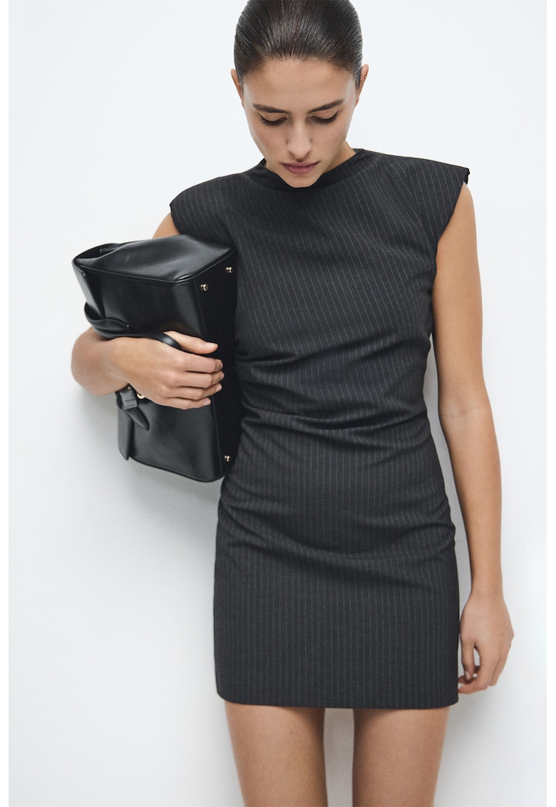 Rochie mini cambrata cu decupaj pe spate - Gri inchis