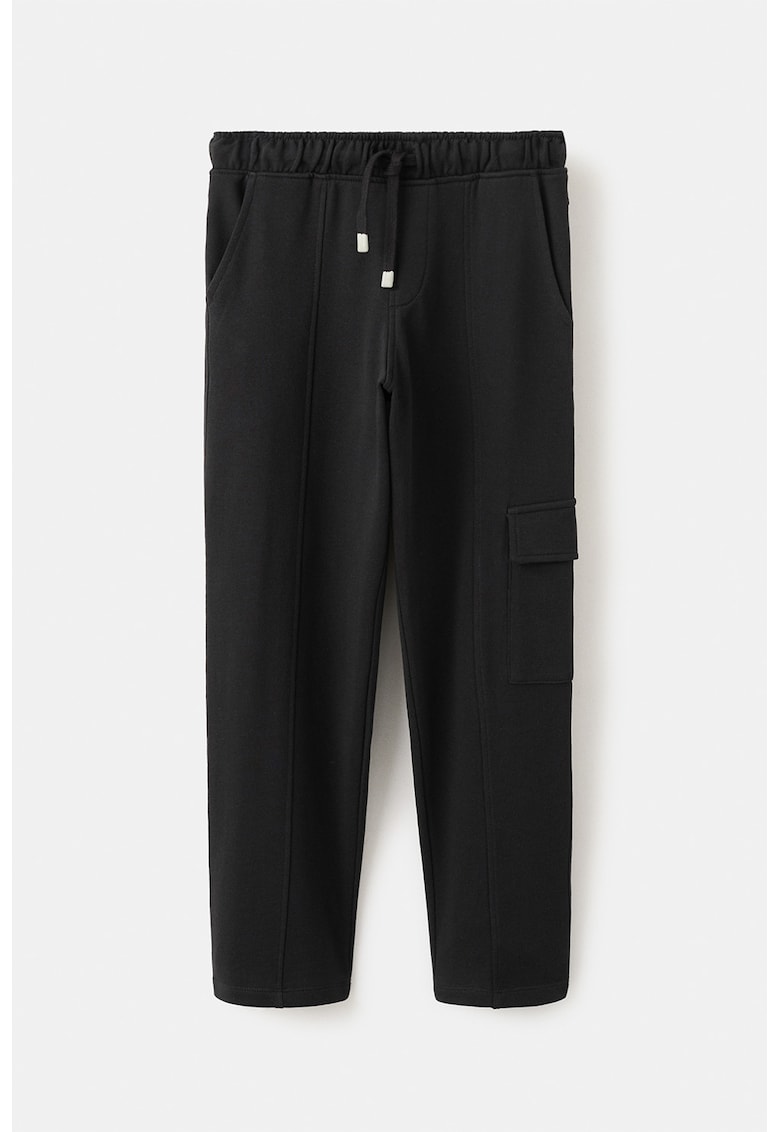 Pantaloni de trening de bumbac cu buzunar lateral cu clapa - Negru stins