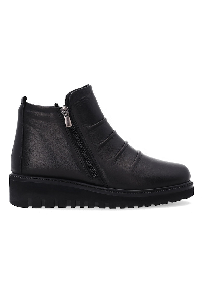 Ghete din piele cu talpa wedge si fermoar