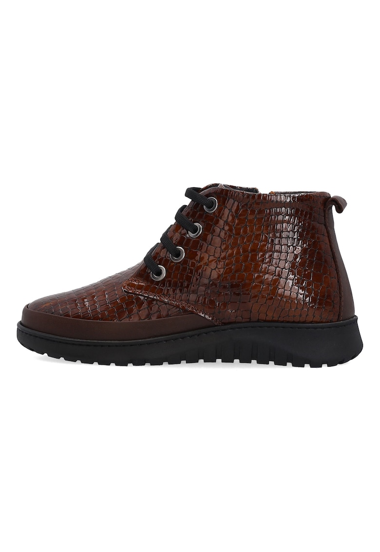 Ghete din piele lacuita cu aspect de piele de crocodil