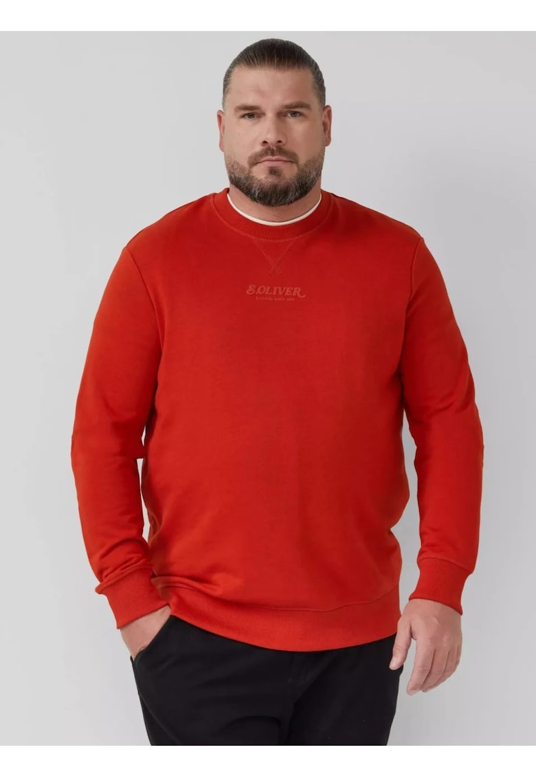 Big Sizes Bluza barbati big sizes cu decolteu la baza gatului - logo - Regular Fit