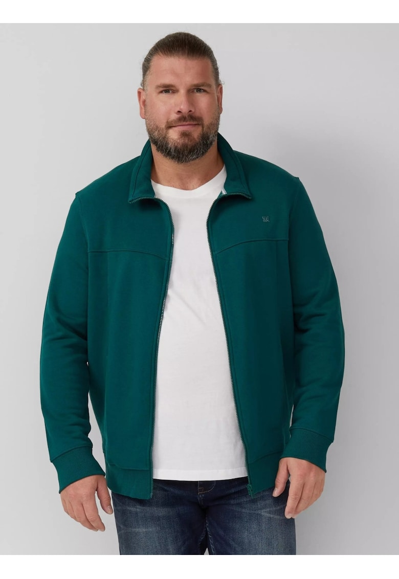 s.Oliver Big Sizes Bluza barbati big sizes cu guler inalt si fermoar - Regular fit - Verde