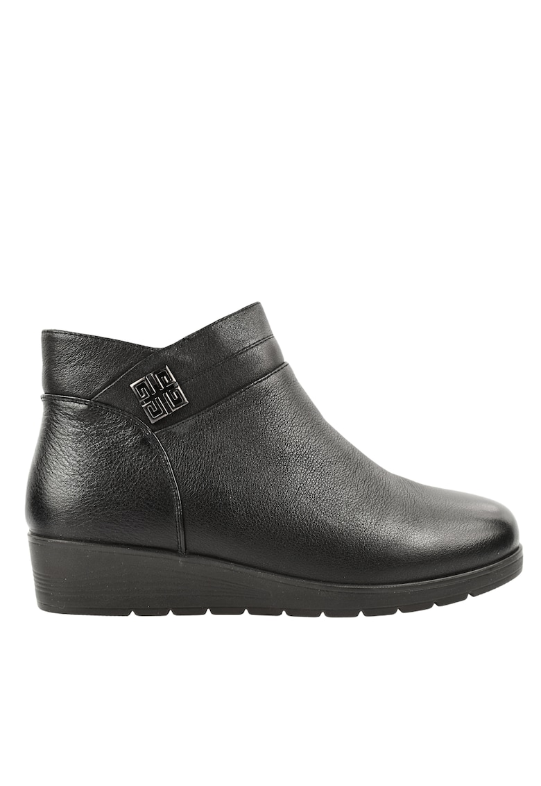 Ghete casual - dama - 3628 negru - piele naturala - cu platforma