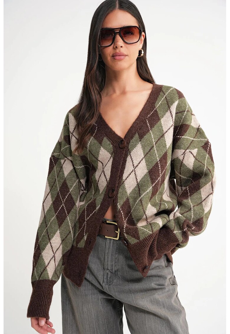 Cardigan - supradimensionat - kaki - tricot - One Size