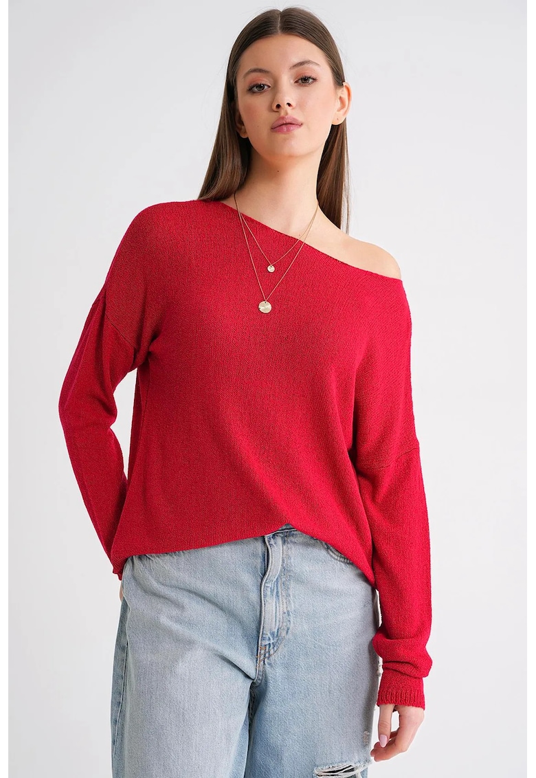 Pulover dama - oversize - rosu - tricot - One Size