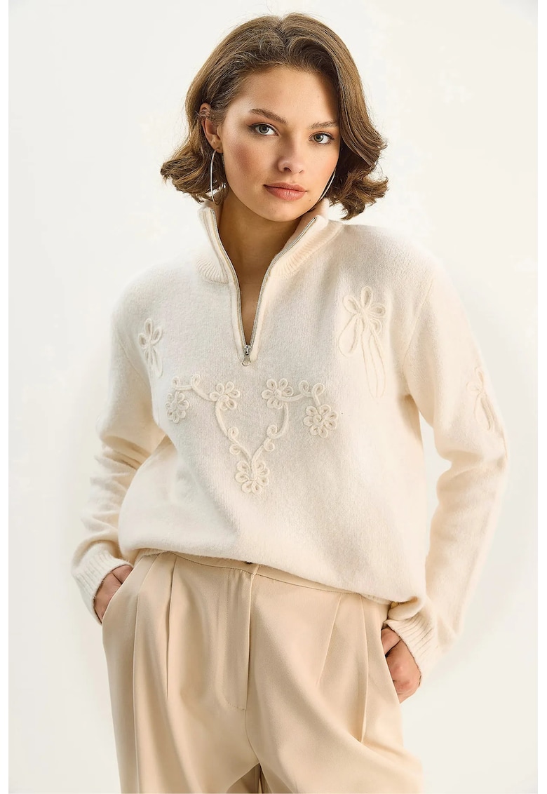 Pulover dama - Tricot - Crem - One Size