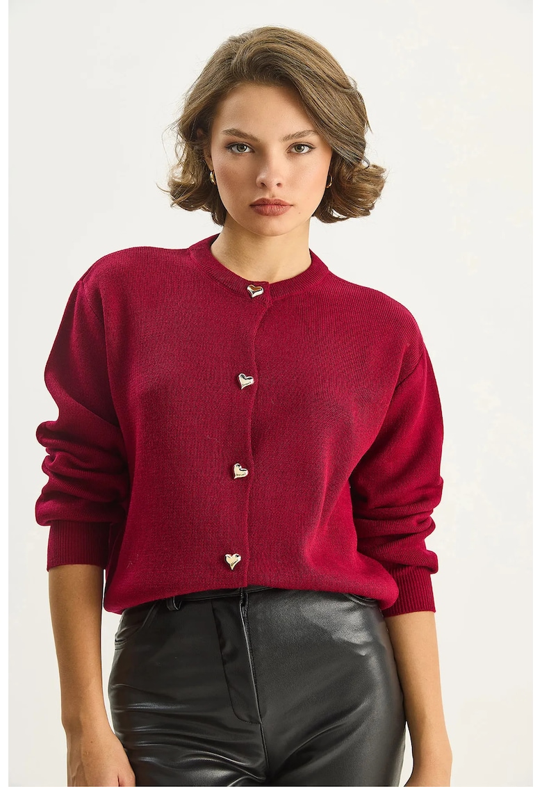 Cardigan dama tricot - One Sizefwq - Rosu