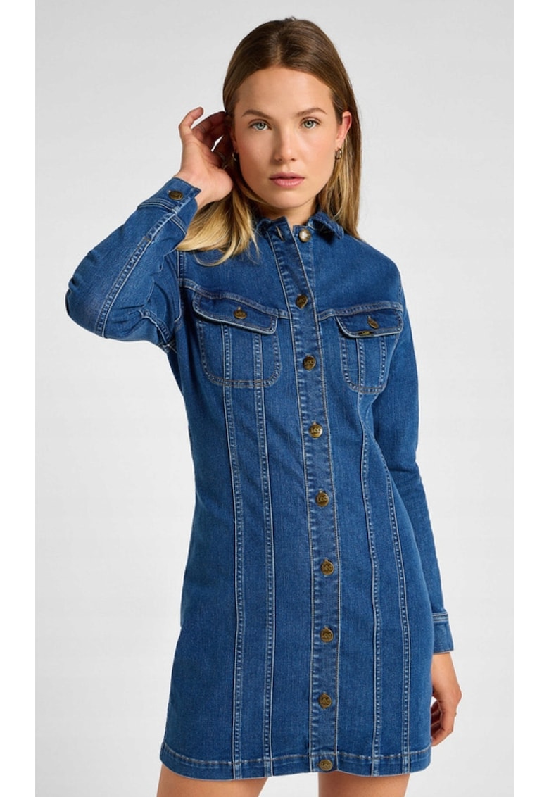 Rochie FOREVERFIT RIDER DRESS - denim - albastru - bumbac - talie medie -