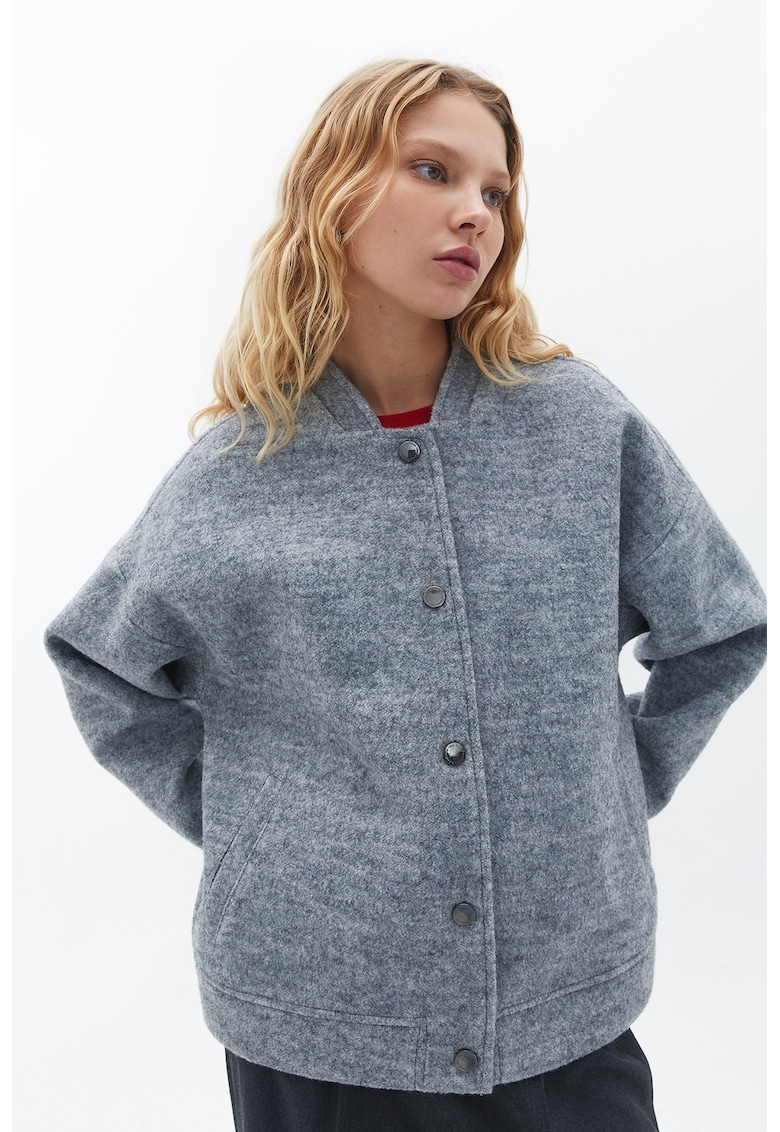 Jacheta din amestec de lana cu maneci cazute