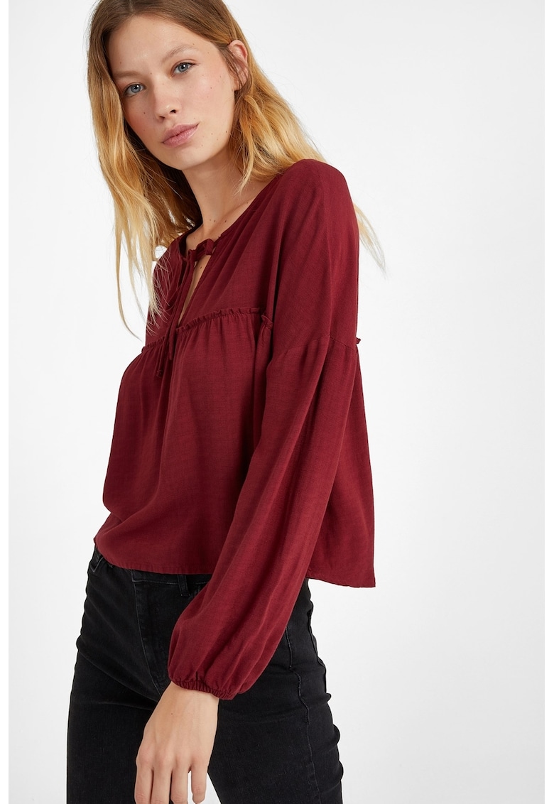 Bluza vaporoasa cu snur - Rosu inchis