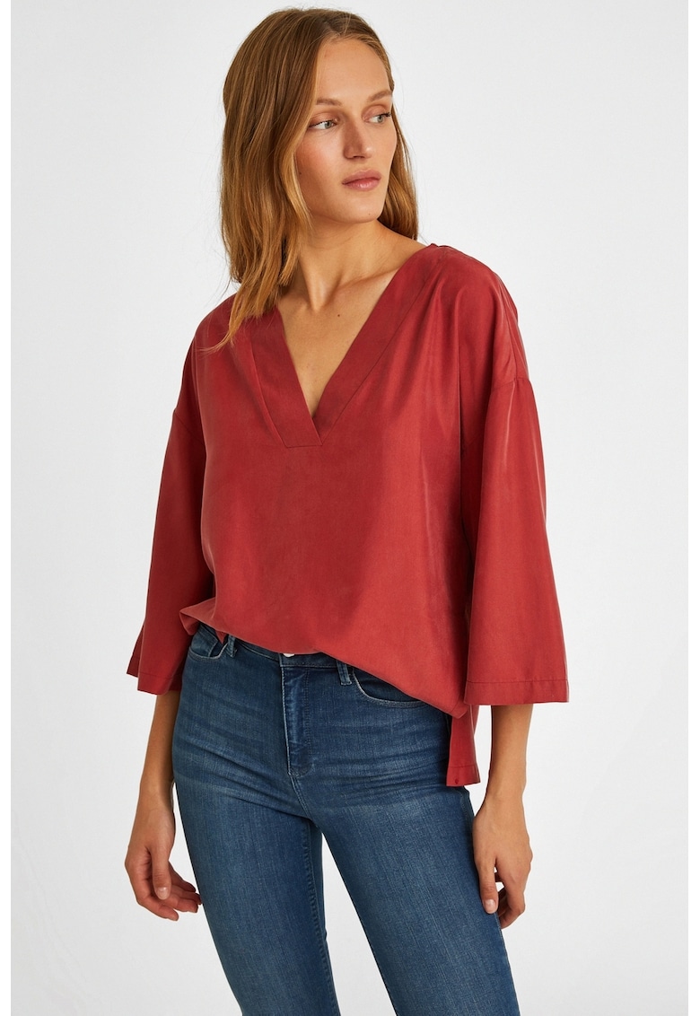 Bluza lejera din amestec de lyocell cu maneci 3/4