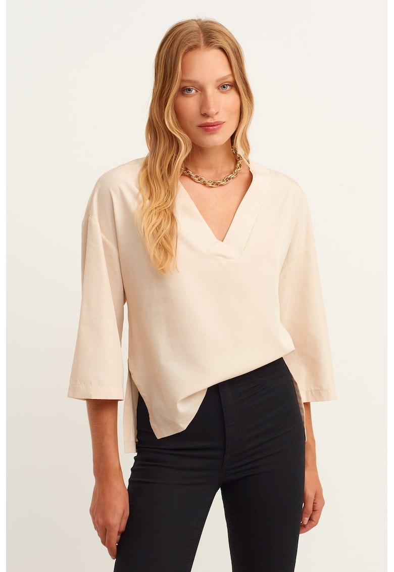 Bluza lejera din amestec de lyocell cu maneci 3/4