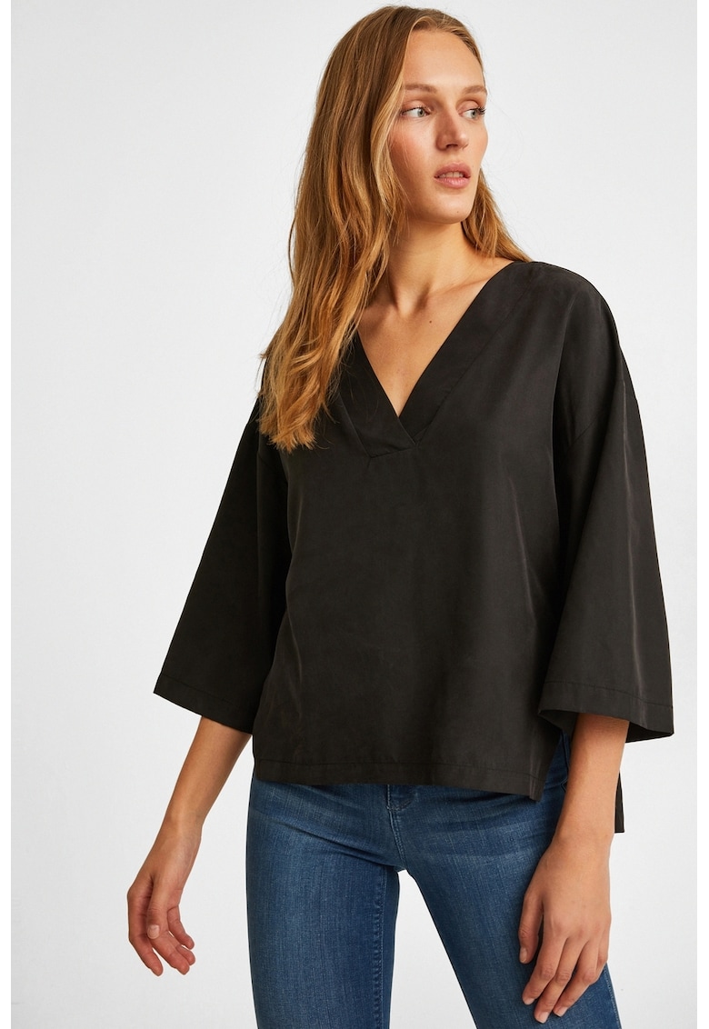 Bluza lejera din amestec de lyocell cu maneci 3/4