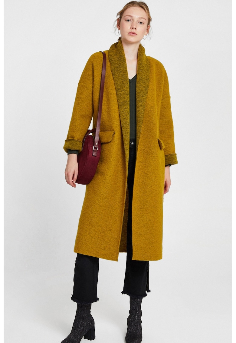 Palton din amestec de lana cu maneci cazute - fara inchidere