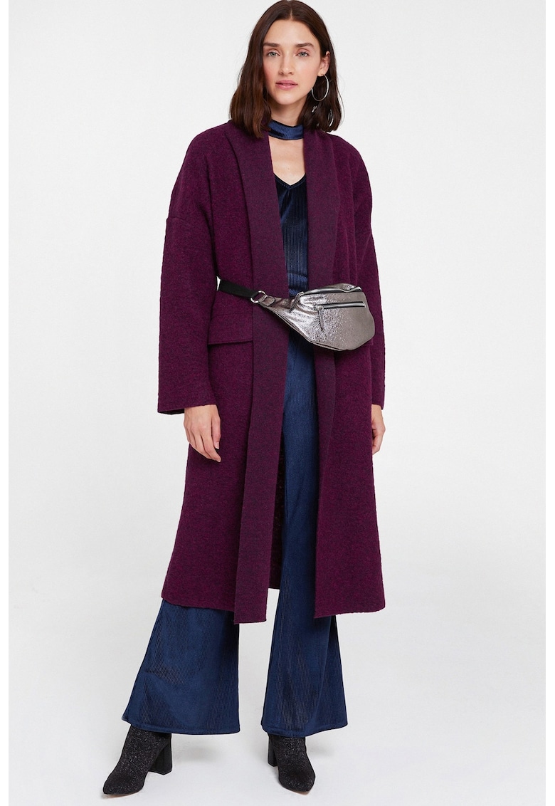 Palton din amestec de lana cu maneci cazute - fara inchidere
