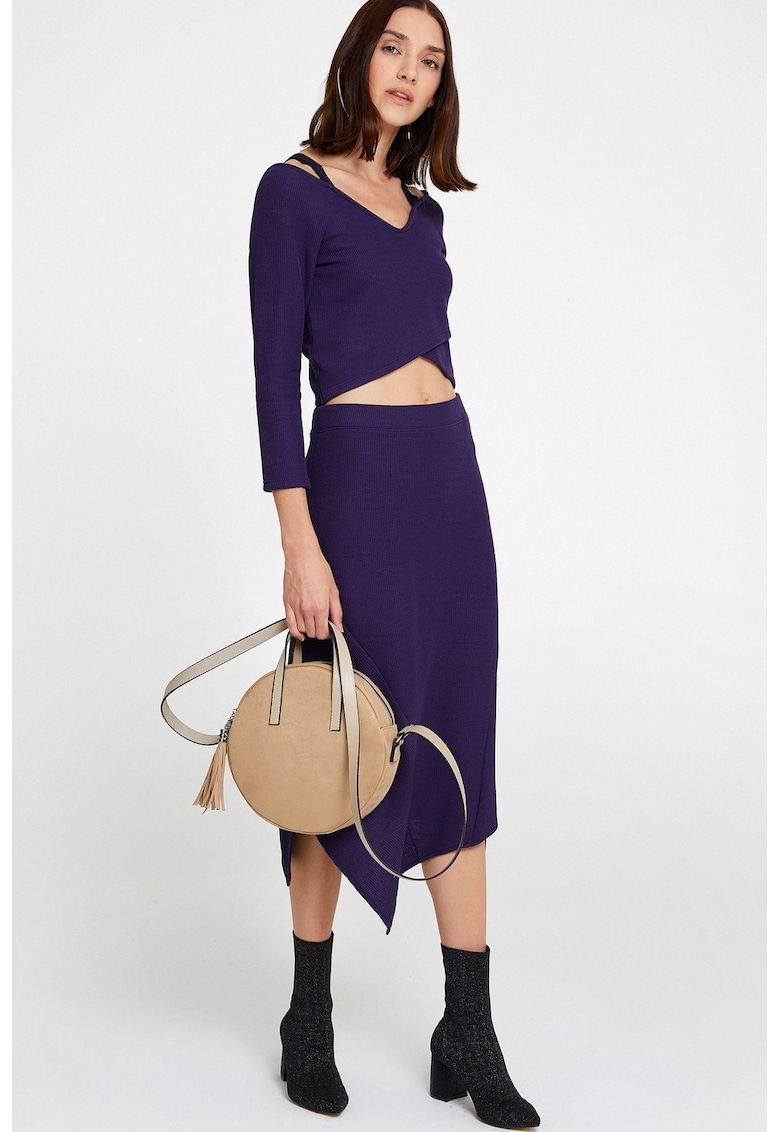 Fusta asimetrica cu talie inalta