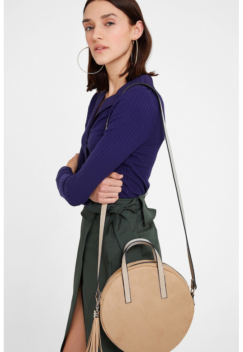 Pulover slim fit cu revere decupate