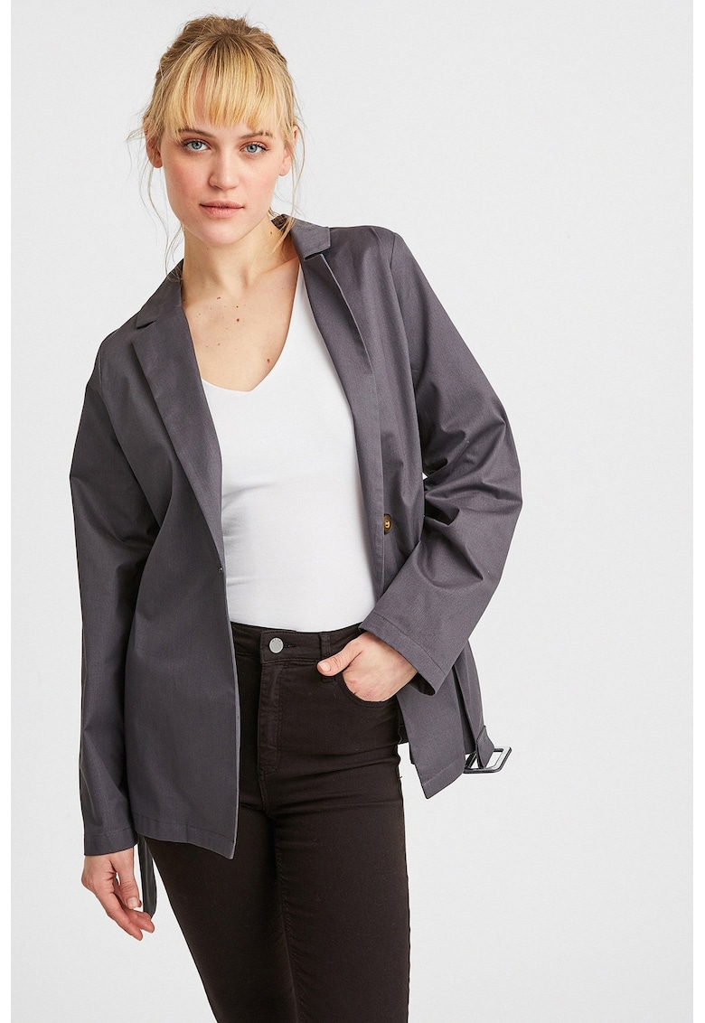 Jacheta scurta de bumbac cu o curea in talie