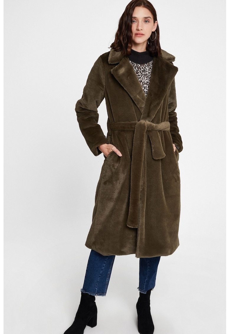 Palton lung din plus cu model petrecut