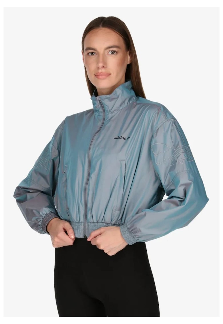 Bluza de trening cu buzunare si guler inalt -