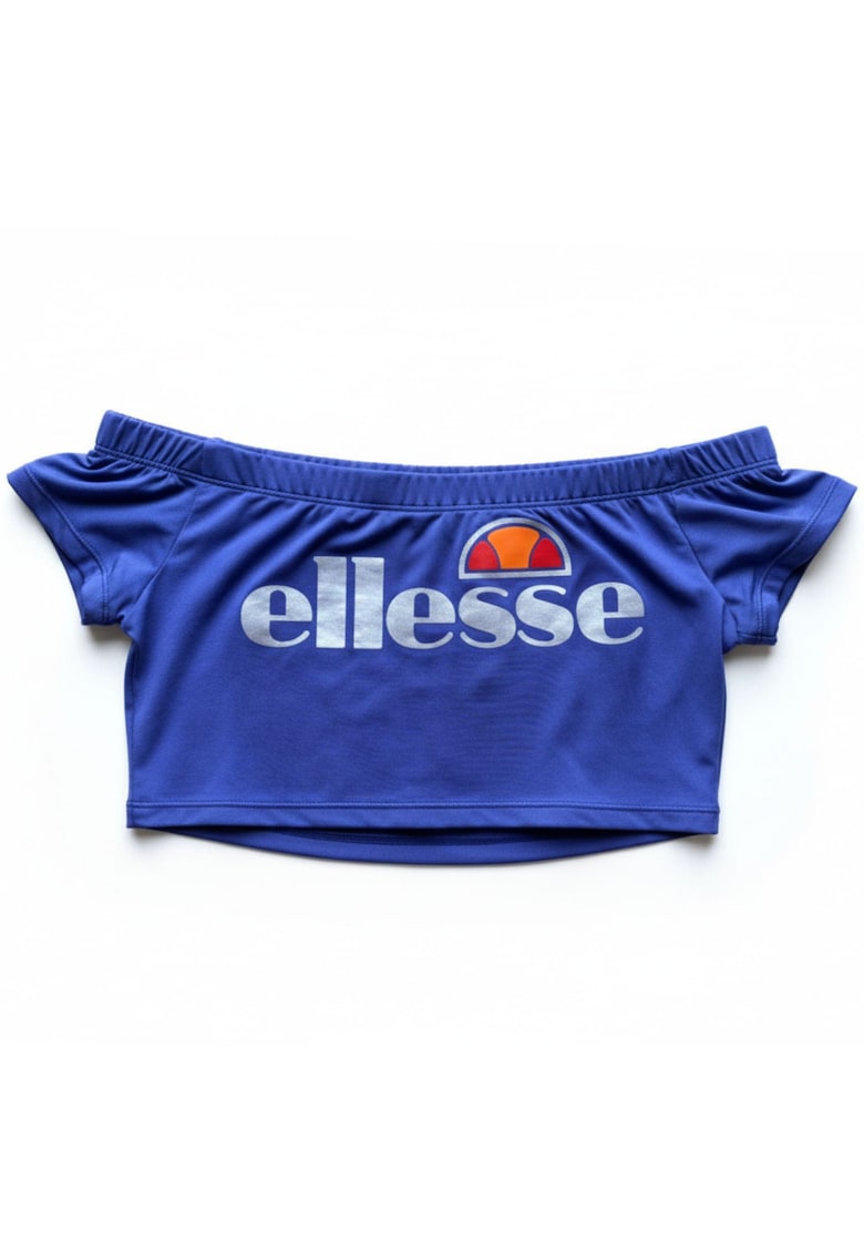 Top crop cu imprimeu logo supradimensionat -