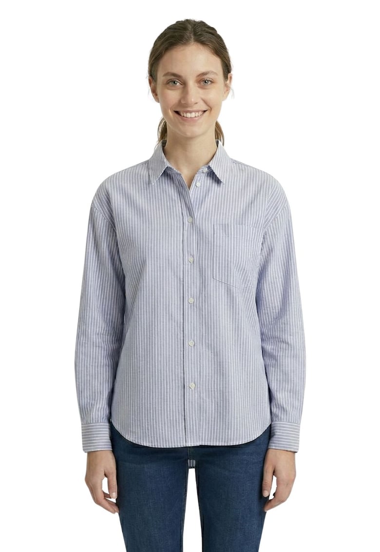 Camasa cu imprimeu in dungi - Alb/Albastru inchis