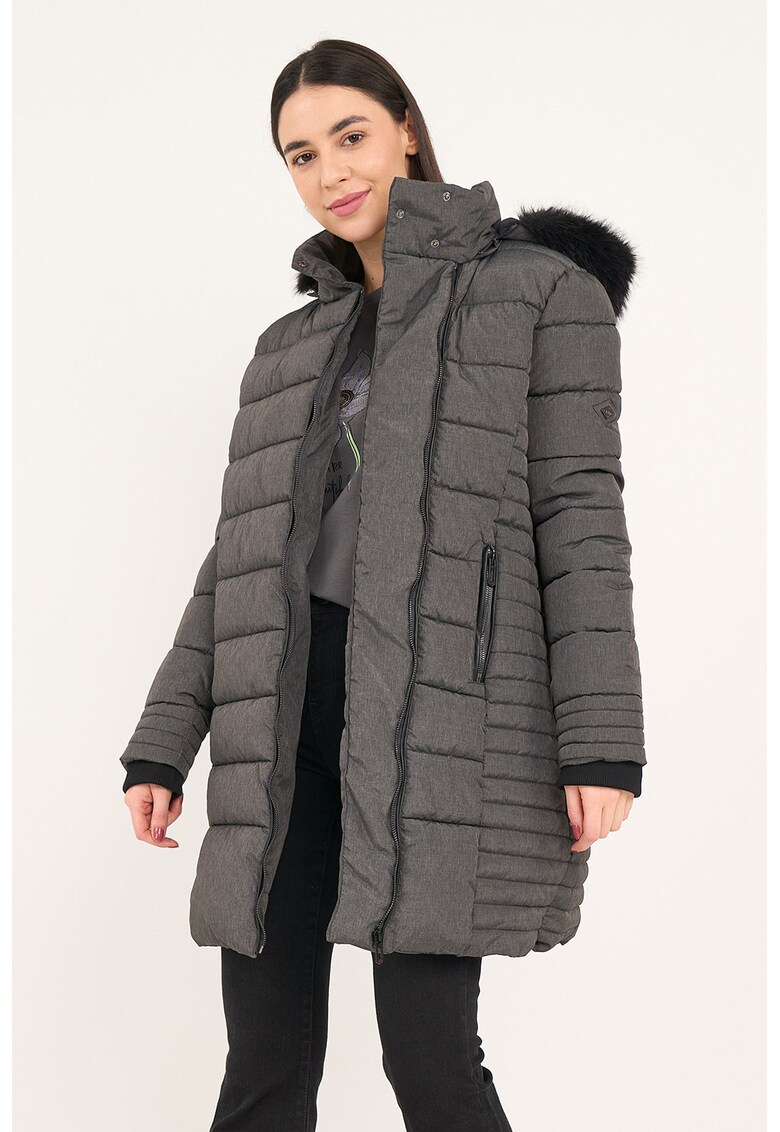 Geaca matlasata cu buzunare cu fermoar - Gri inchis