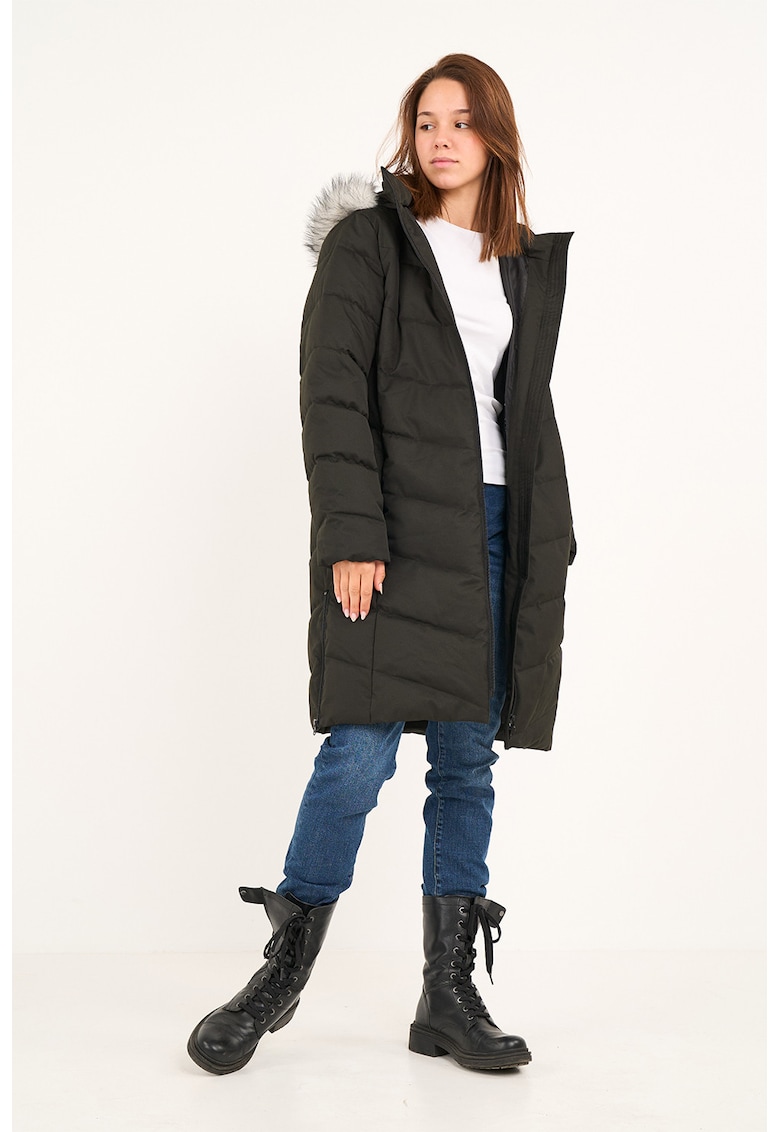 Geaca cu gluga si blana sintetica - Negru