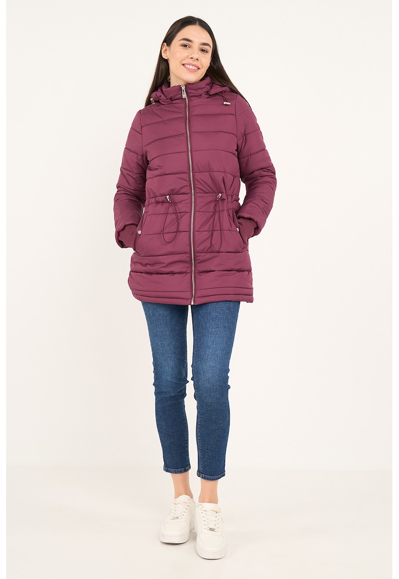 Geaca matlasata cu gluga - Violet tyrian