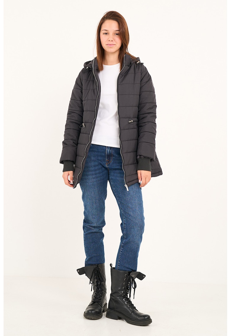 Geaca matlasata cu gluga - Negru