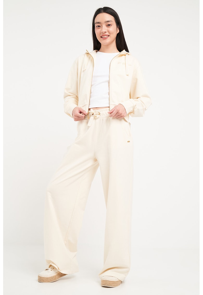 Hanorac din amestec de bumbac cu fermoar - Bej deschis