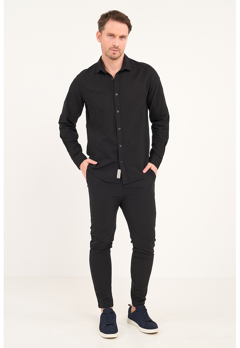 Pantaloni chino cu snur - Negru
