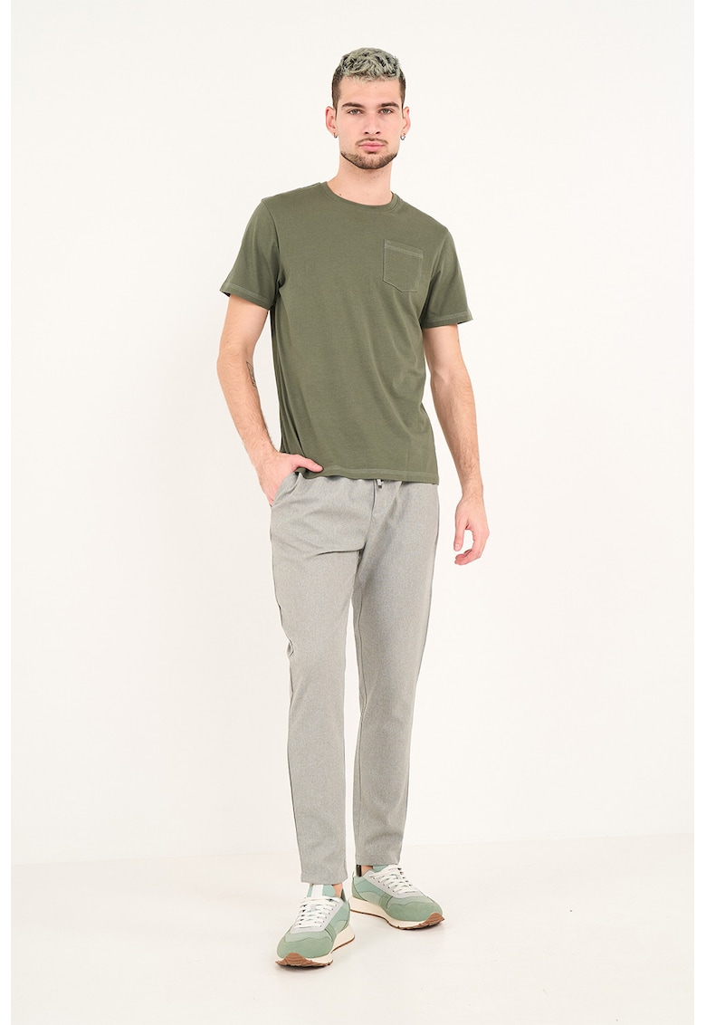 Pantaloni chino cu snur - Gri melange