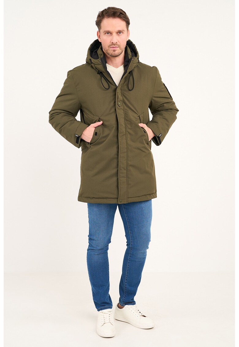 Geaca cu vatelina si gluga - Kaki inchis