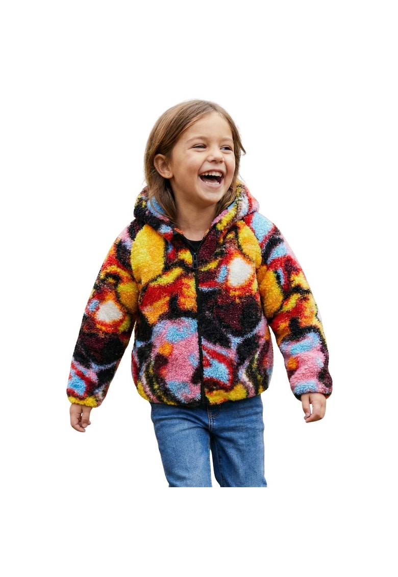 Jacheta cu gluga din material teddy Urano -