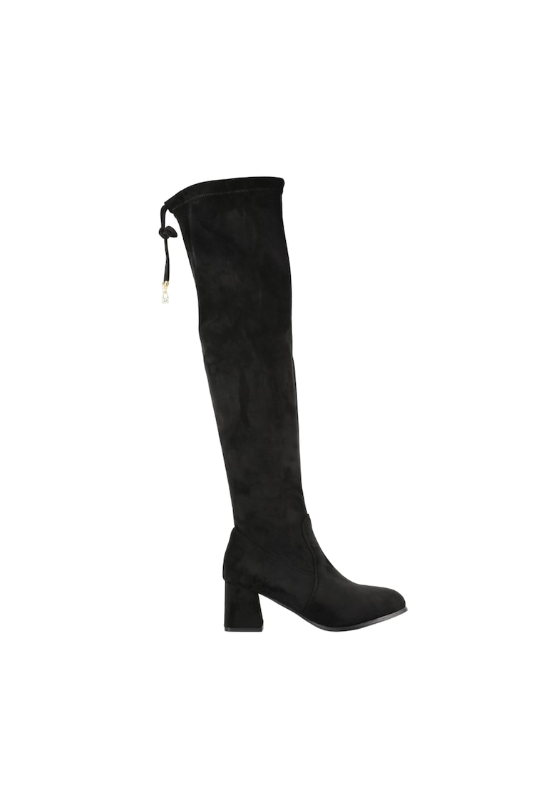 Cizme elegante - dama - 170863 - negru - piele intoarsa. toc - Negru