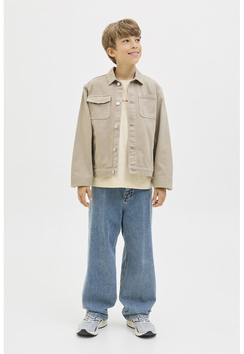 Tricou lejer din bumba cu broderie - Portocaliu pal