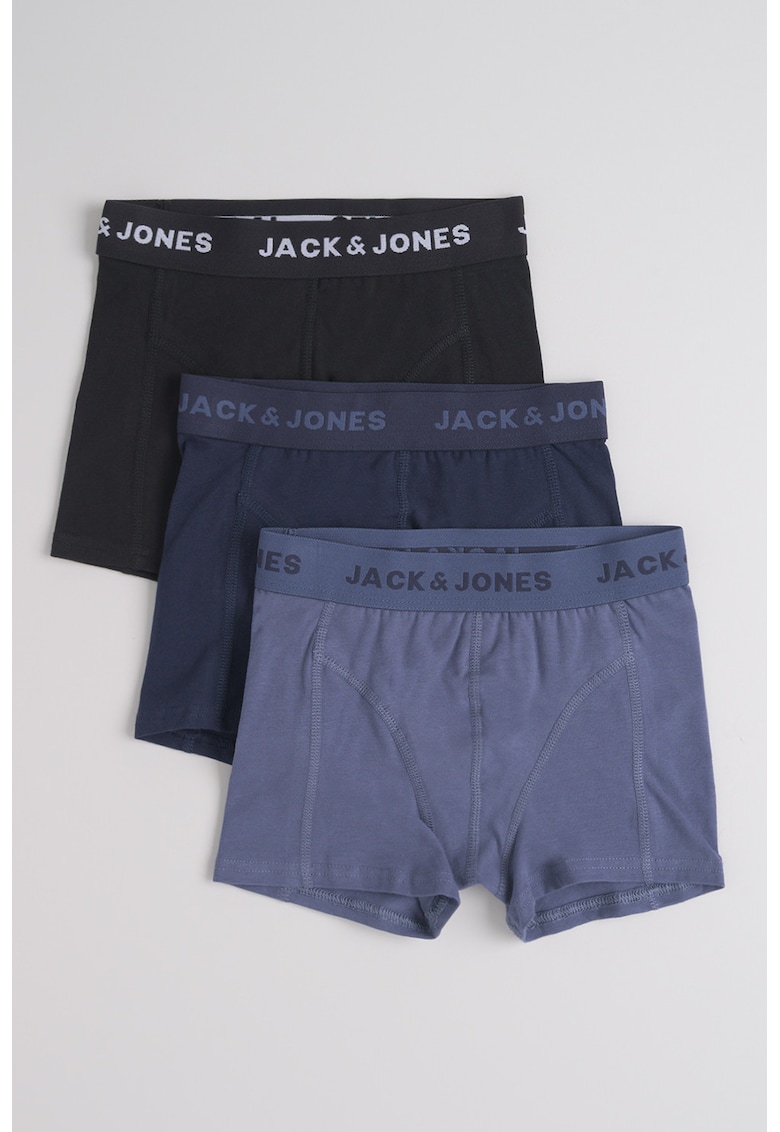 Set de boxeri din amestec de bumbac organic cu banda logo in talie - 3 perechi