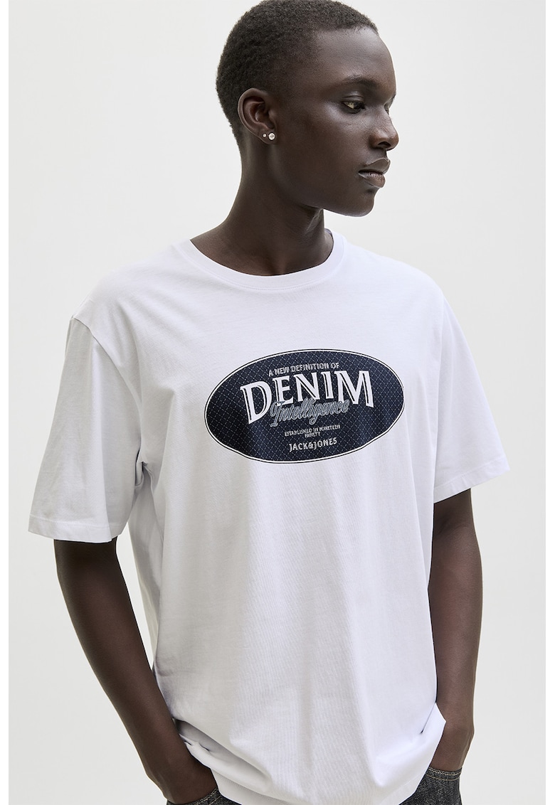 Tricou din bumbac organic cu decolteu la baza gatului - Alb optic