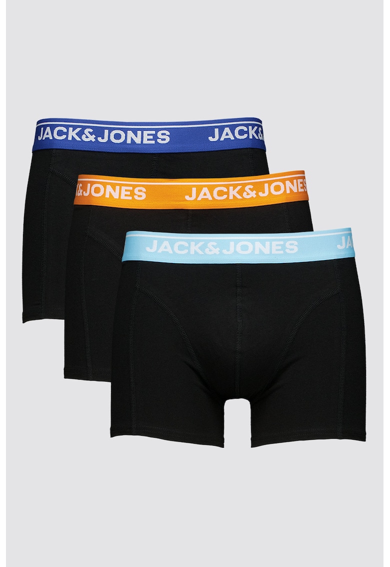 Set de boxeri din amestec de bumbac organic cu banda logo in talie - 3 perechi