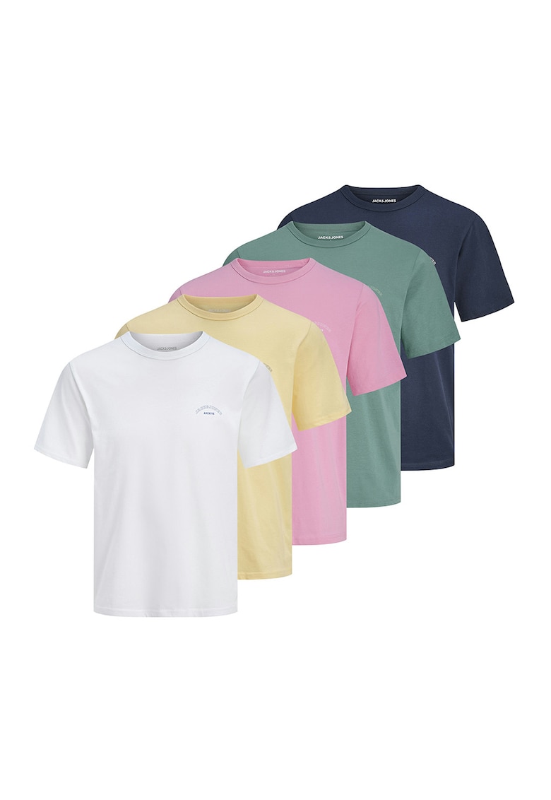 Set de tricouri din bumbac organic cu decolteu la baza gatului - 5 piese