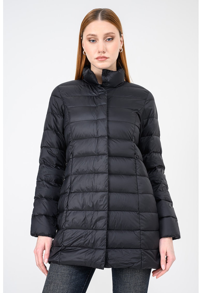 Geaca lunga matlasata - Negru