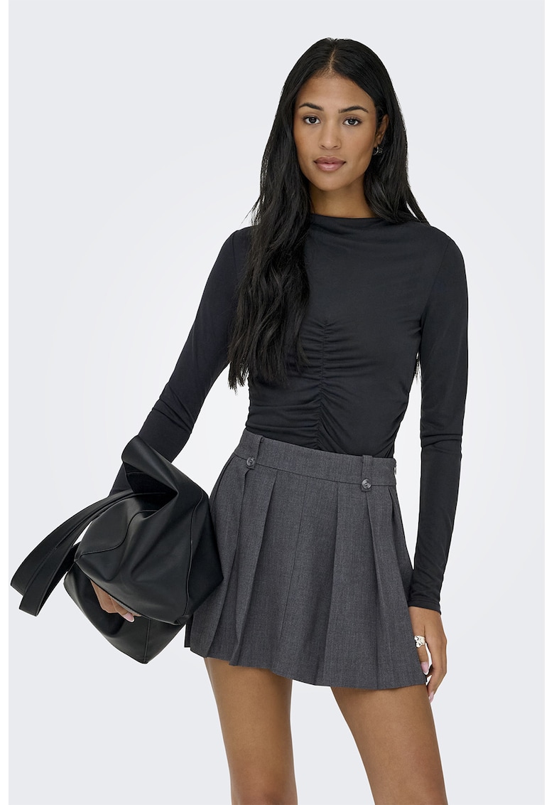 Bluza slim-fit cu insertie elastica - Negru