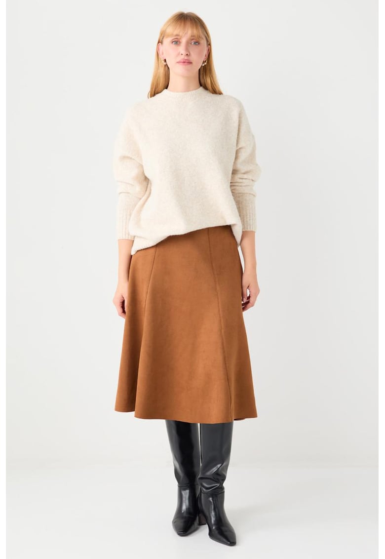 Fusta midi evazata - Caramel