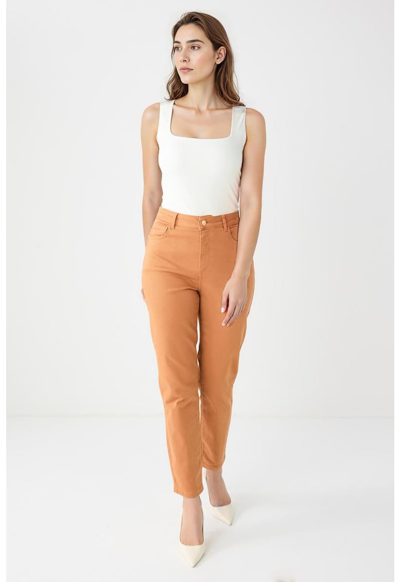 Blugi regular fit cu talie inalta - Portocaliu persan