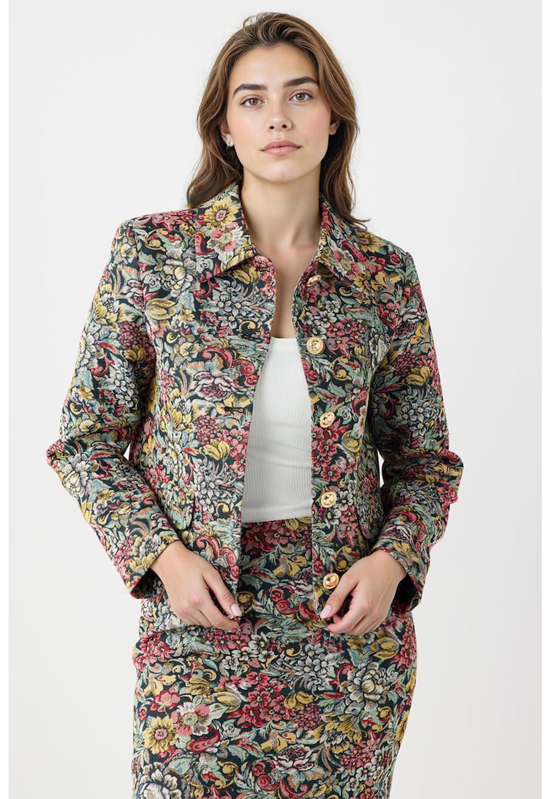 Sacou cu nasturi si imprimeu floral - Multicolor